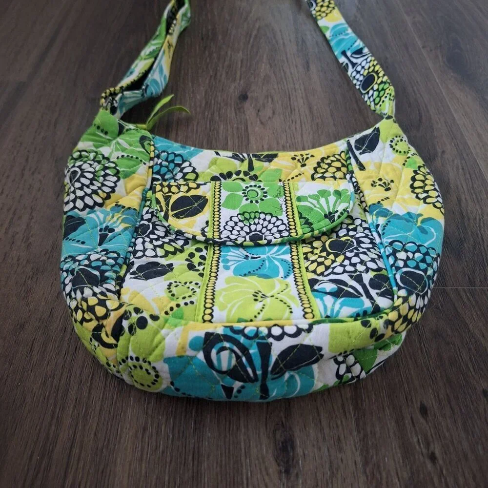 💙 Vera Bradley Limes Up Crossbody Bag Cotton Hippie Cottage Natural Vibrant